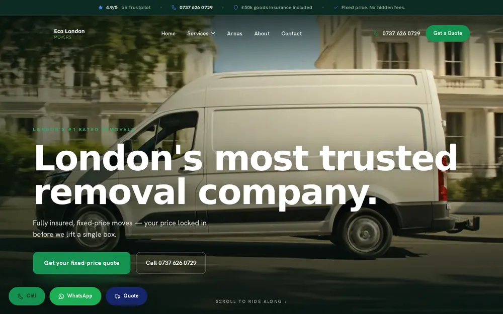 Eco London Movers homepage