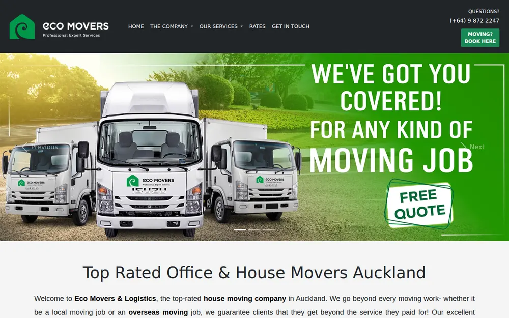 Eco Movers homepage