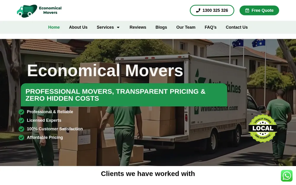 Economical Movers Adelaide homepage