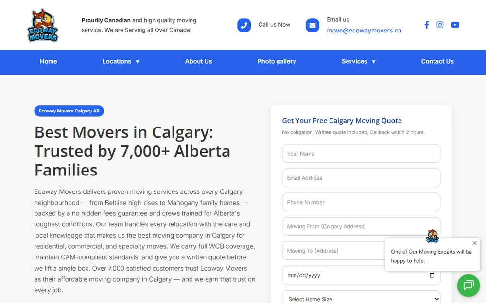 Ecoway Movers Calgary AB homepage