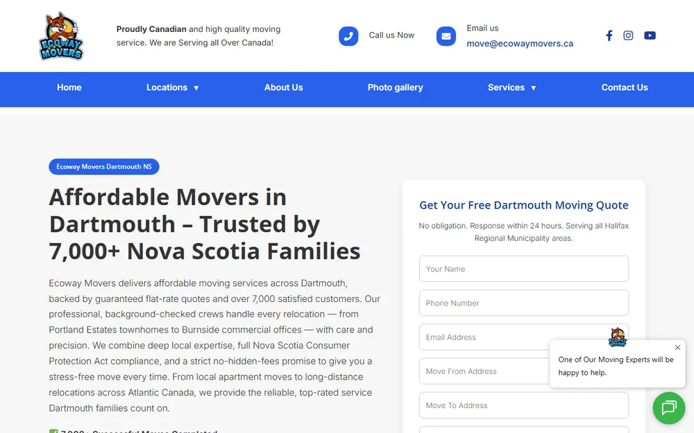 Ecoway Movers Dartmouth NS homepage