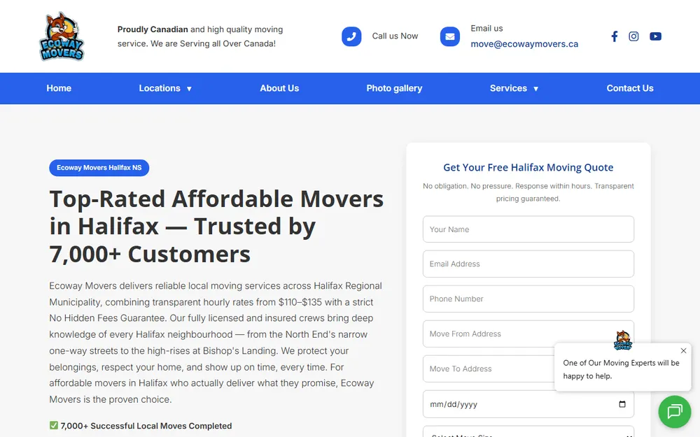 Ecoway Movers Halifax NS homepage