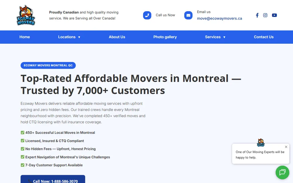 Ecoway Movers Montreal QC homepage