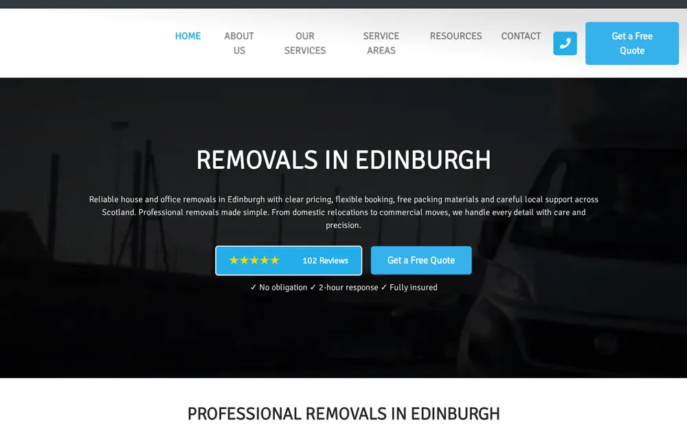 EH1 Removals Edinburgh - Trusted Moving Company homepage