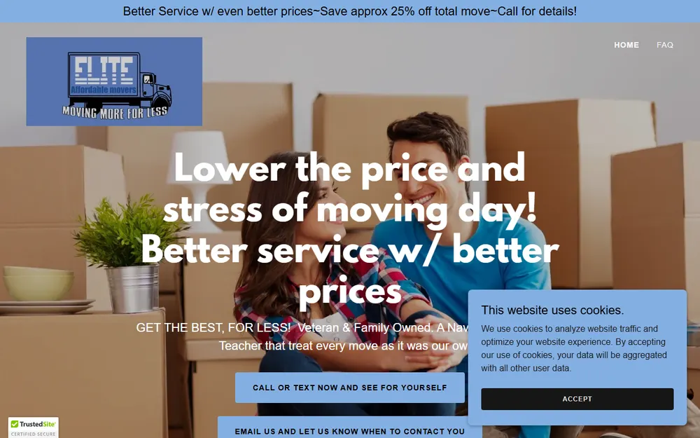 Elite Affordable Movers LLC (Moving More For Less) homepage