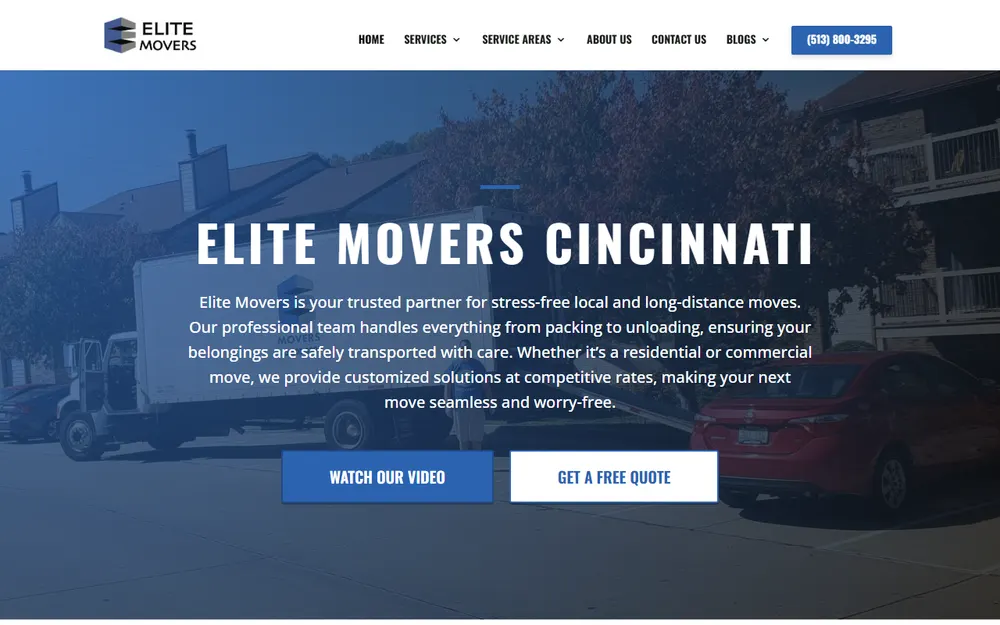 Elite Movers Cincinnati homepage