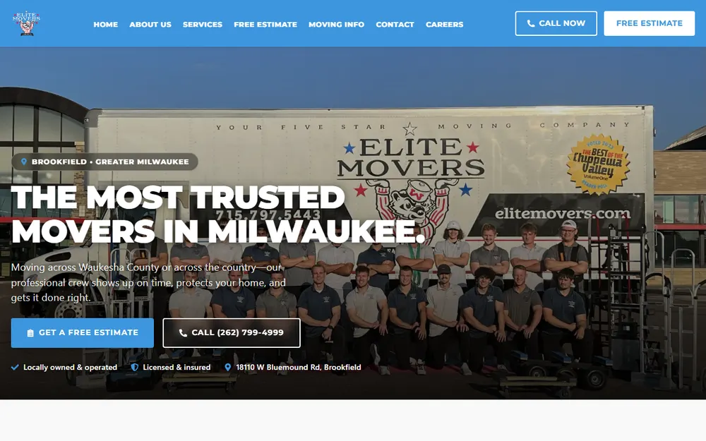 Elite Movers homepage