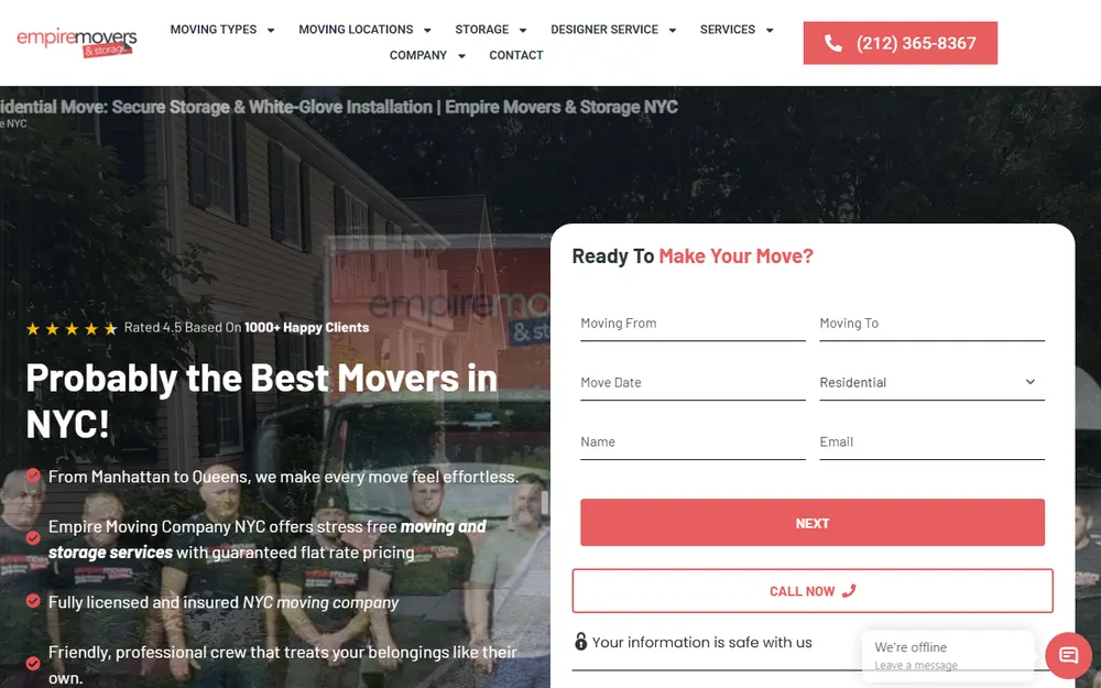 Empire Movers and Storage NYC homepage