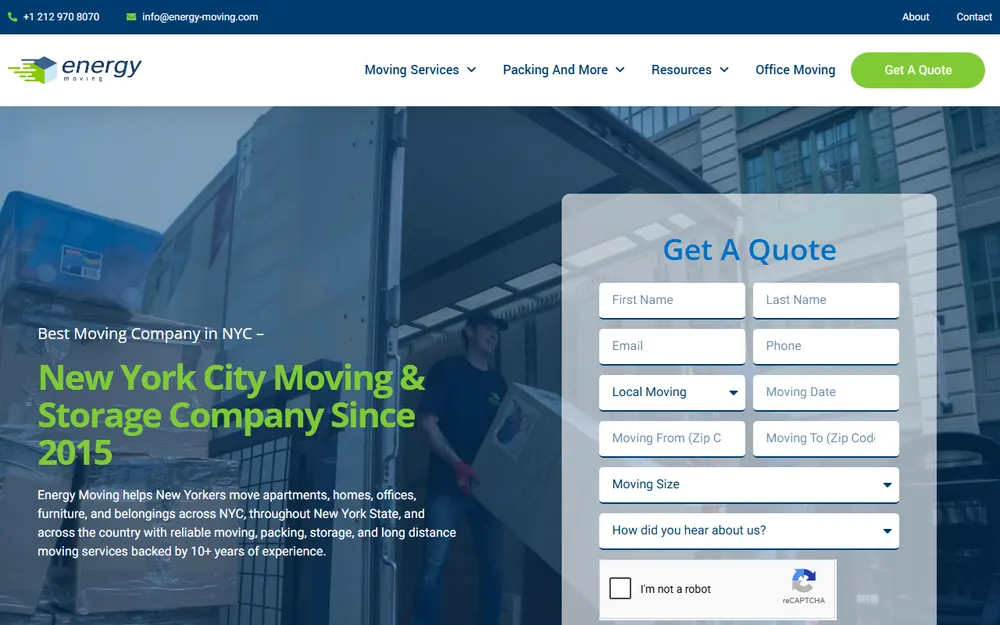 Energy Moving homepage