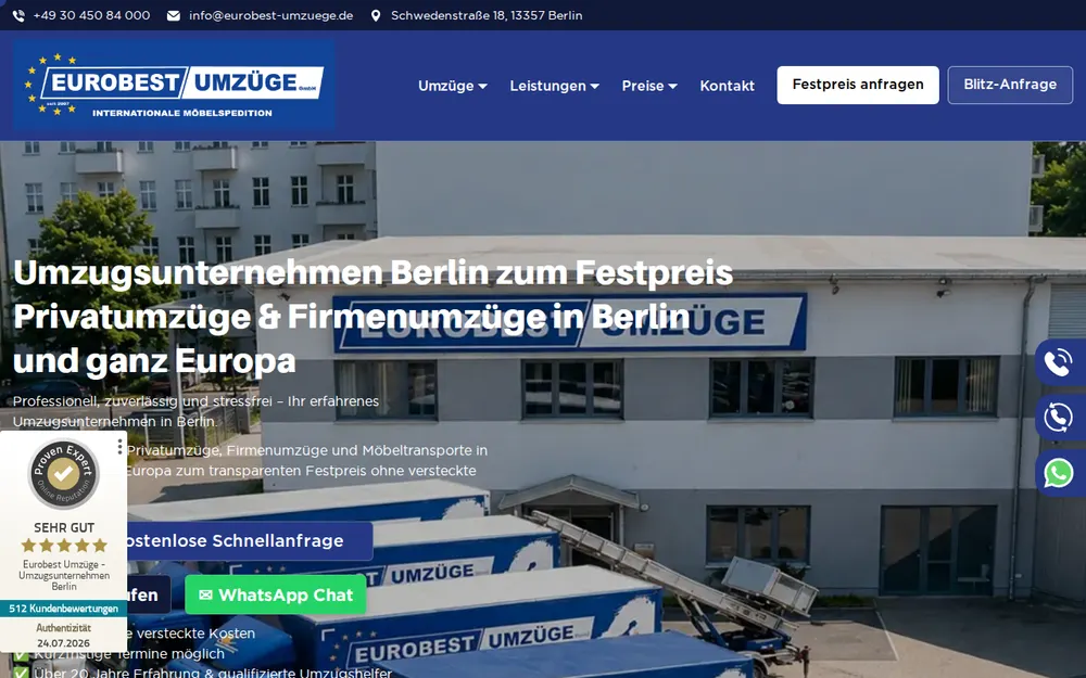 EUROBEST Umzüge GmbH - Umzugsunternehmen Berlin homepage