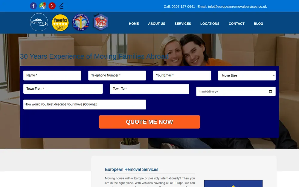 European Removal Services Ltd homepage