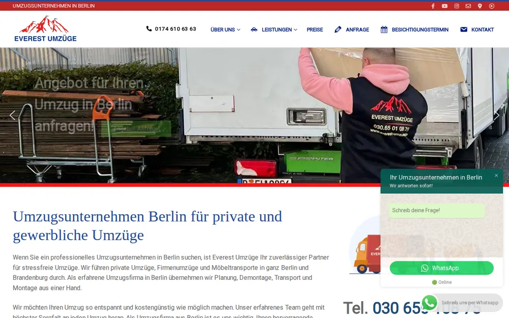 Everest Umzüge Umzugsunternehmen Berlin homepage