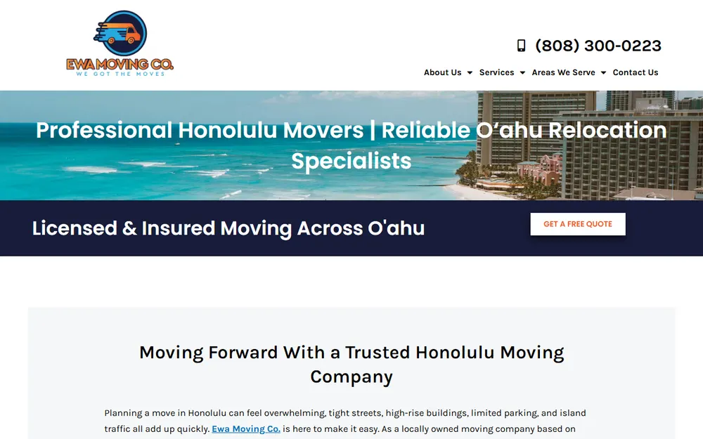 Ewa Moving Co homepage