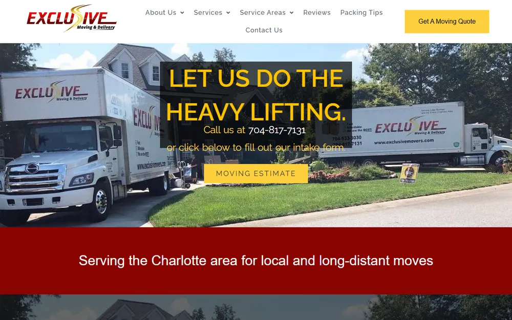 Exclusive Moving and Delivery homepage