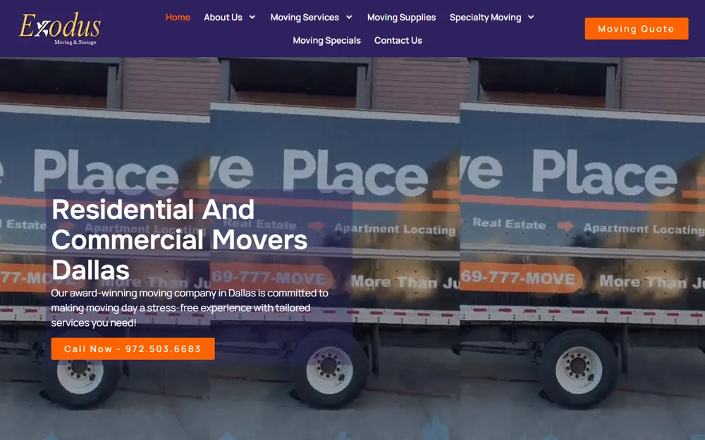 Exodus Moving & Storage homepage
