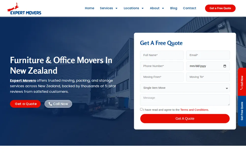 Expert Movers Auckland - Furniture Moving Company North Shore homepage