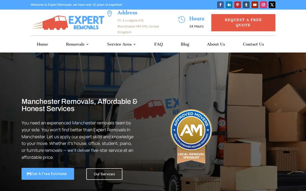 Expert Removals Manchester homepage