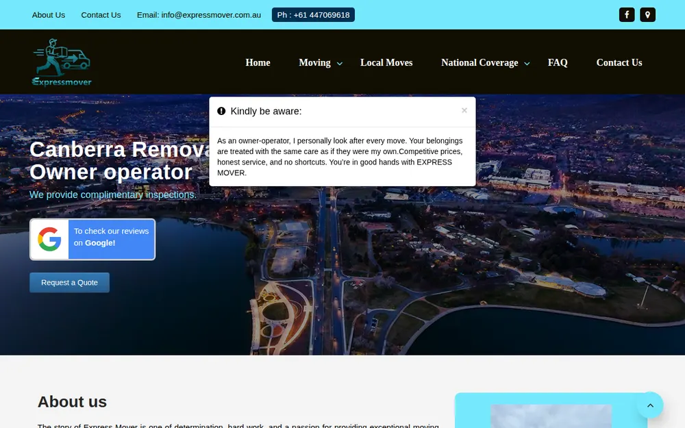 Express Mover - Removalist in Canberra homepage