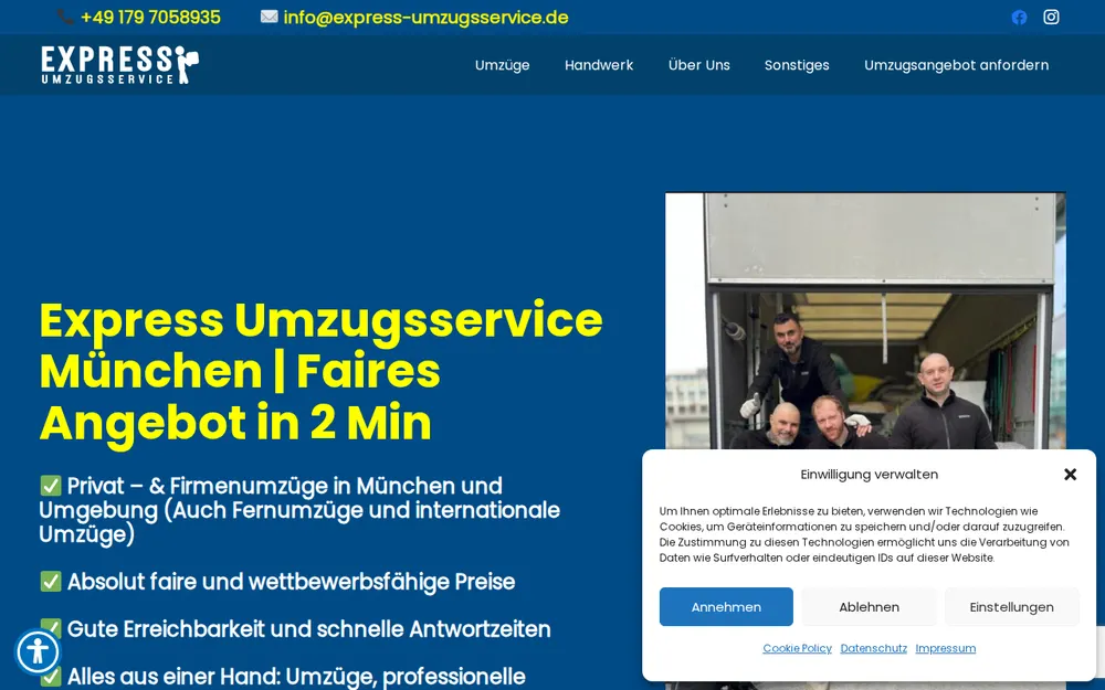 Express Umzugsservice GmbH homepage