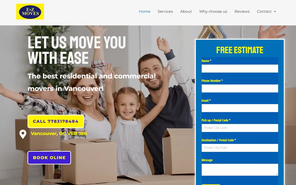EZ Moves Company homepage