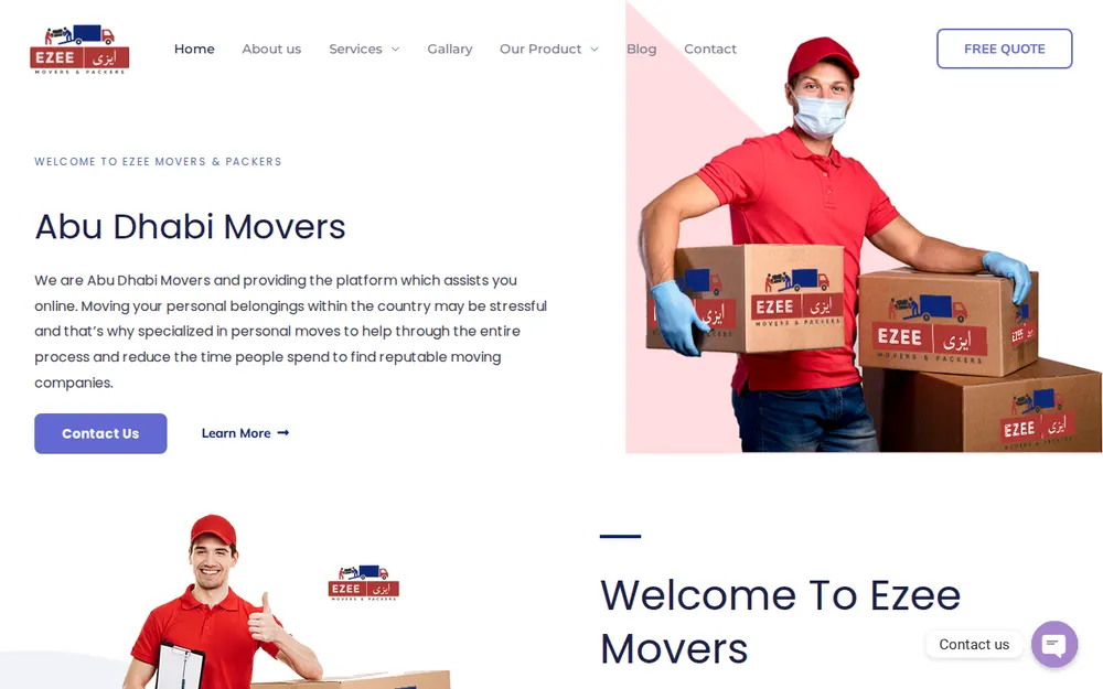 Ezee Movers Abu Dhabi homepage