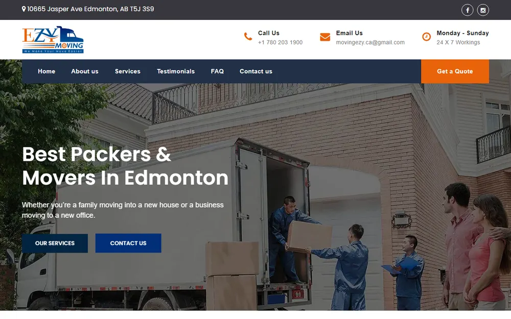 Ezy moving homepage