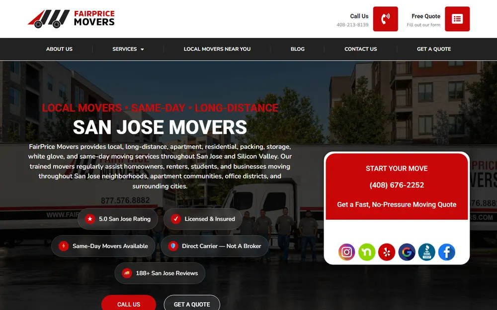 Fair Price Movers San Jose Moving Company - Local & Long Distance homepage
