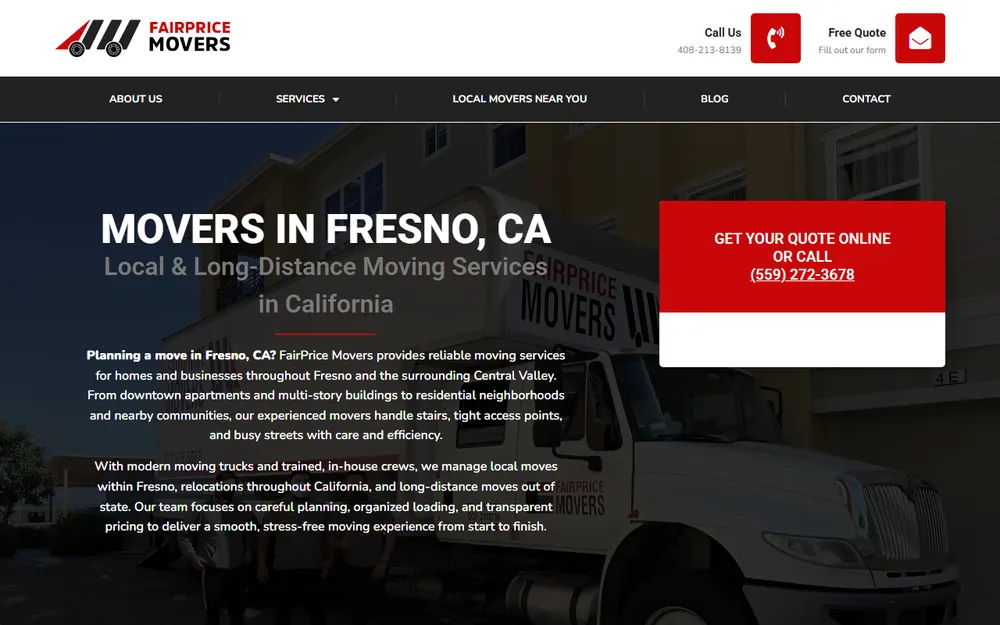 Fairprice Movers Fresno homepage