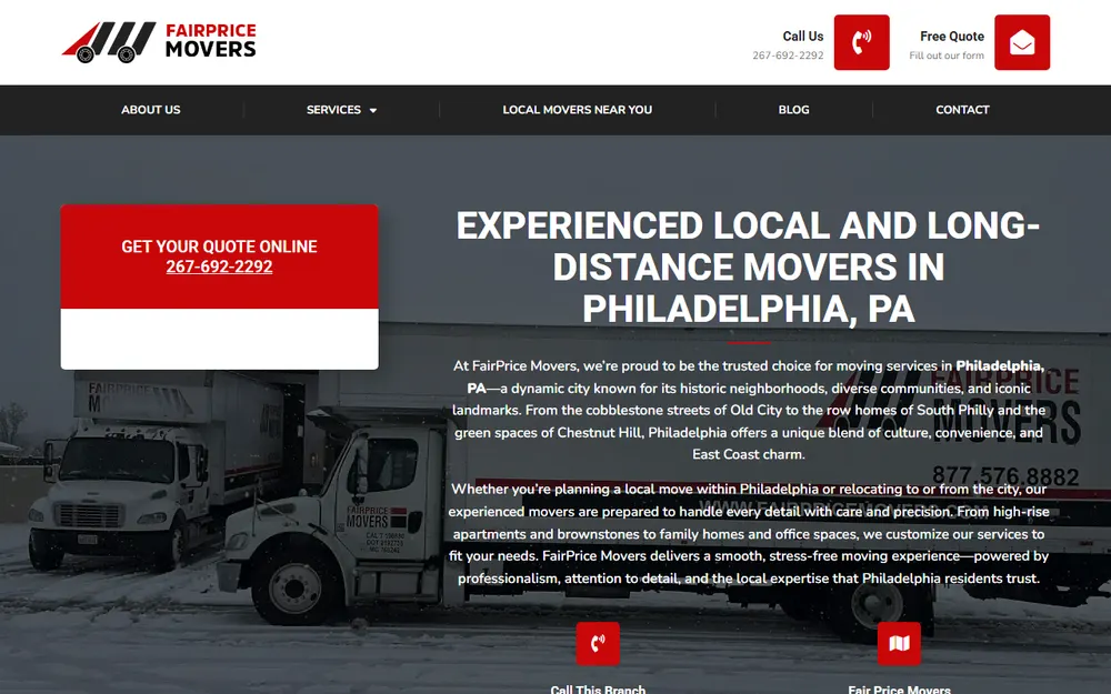 Fairprice Movers homepage