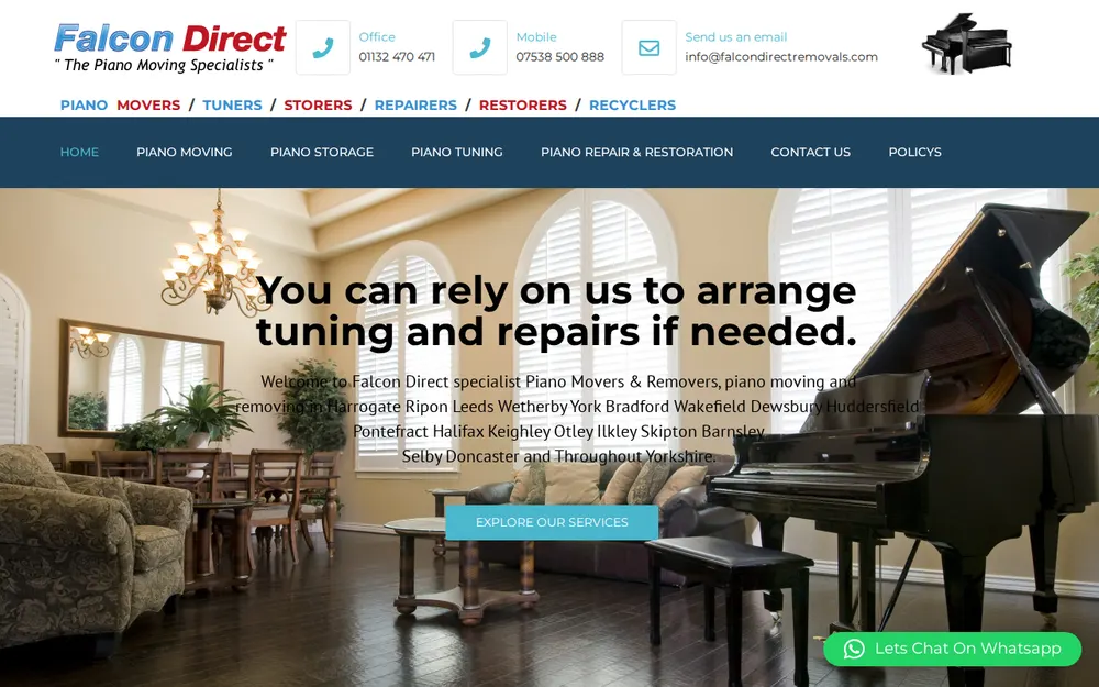 Falcon direct Piano Movers homepage
