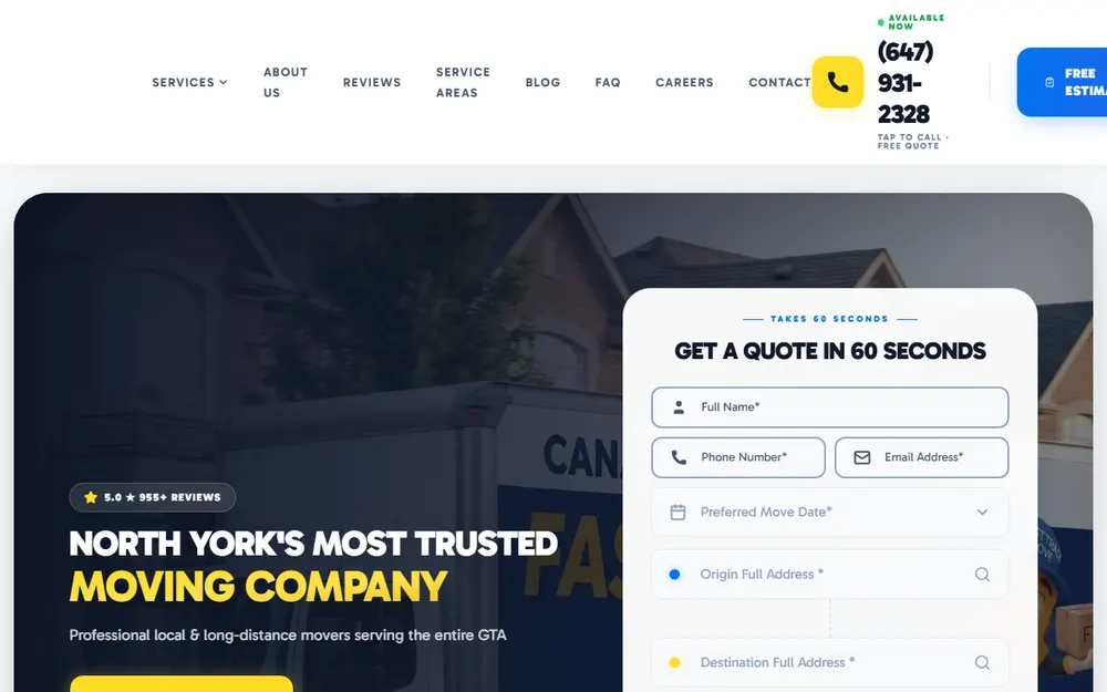 Fast Track Move homepage