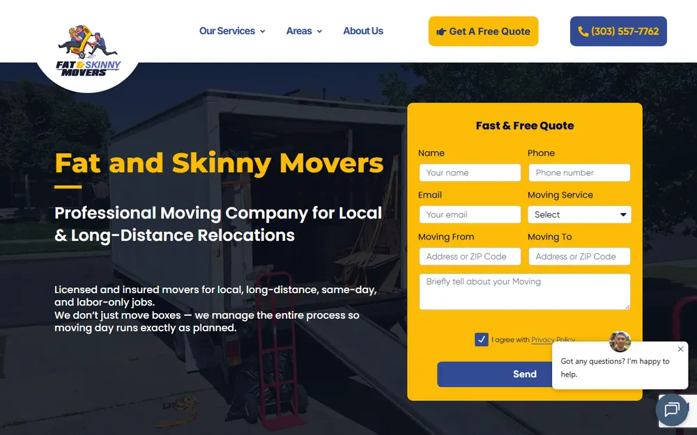 Fat and Skinny Movers Denver homepage