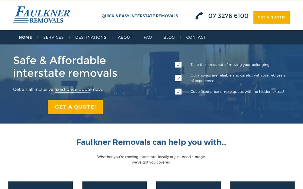 Faulkner Removals homepage