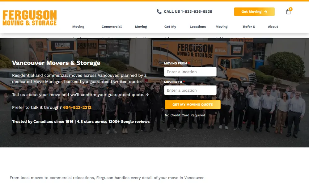 Ferguson Moving & Storage homepage