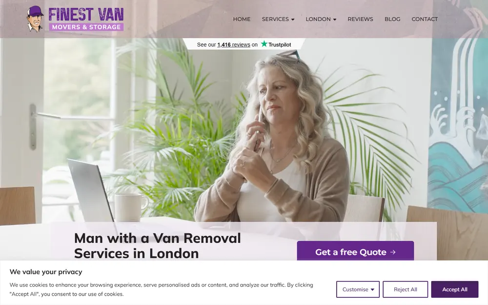 Finest Van London Removals homepage