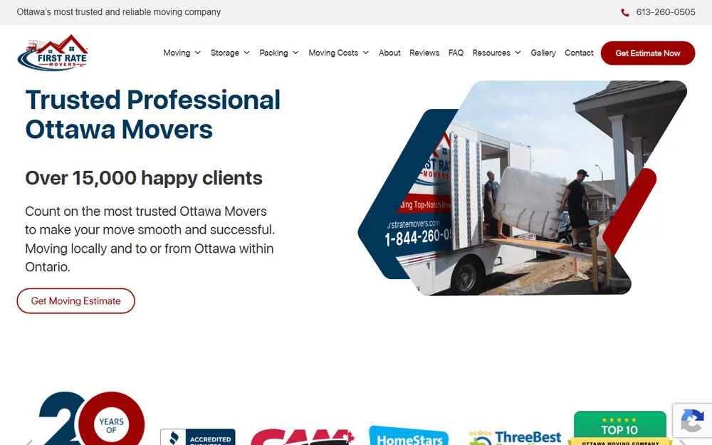 First Rate Movers Inc homepage