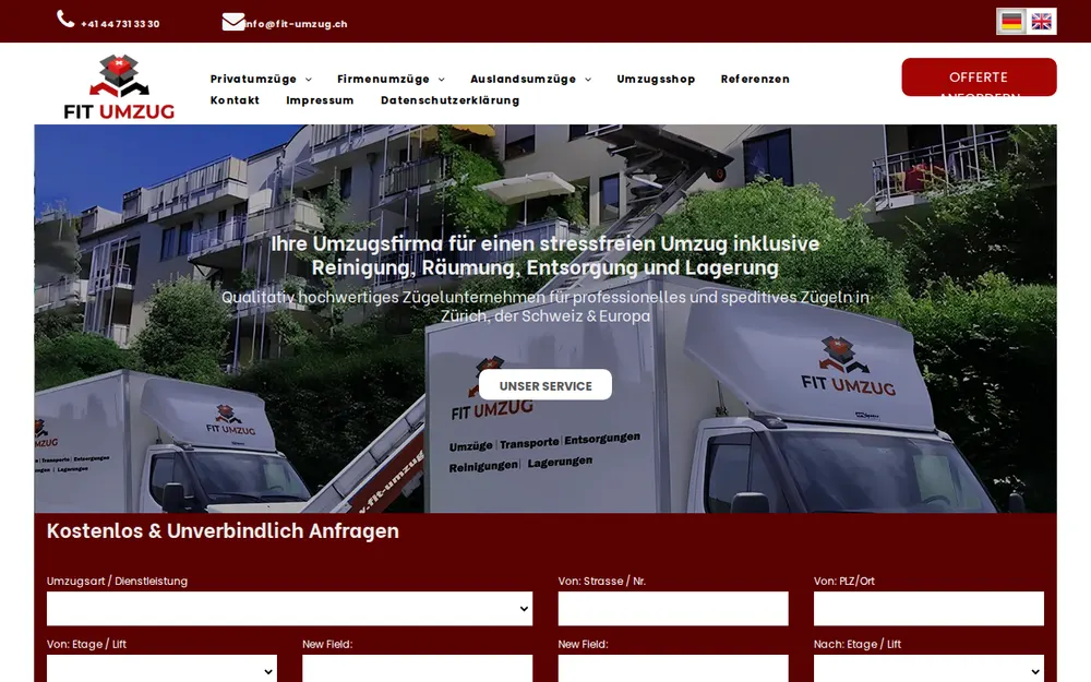 Fit Umzug Zürich homepage