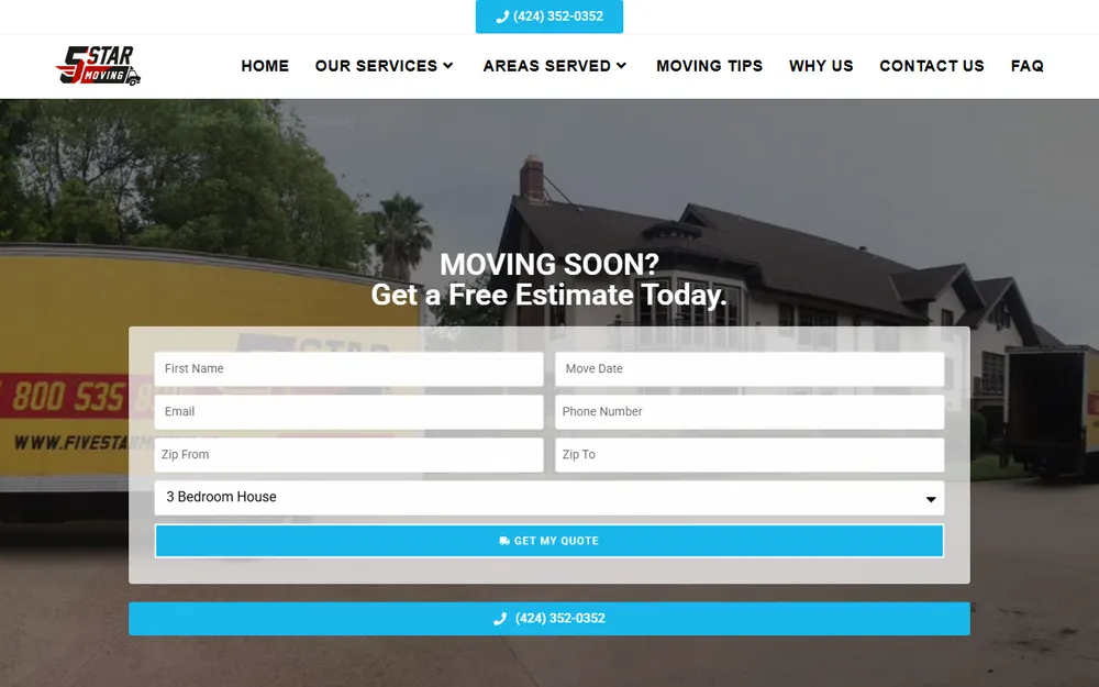 Five Star Moving And Storage homepage