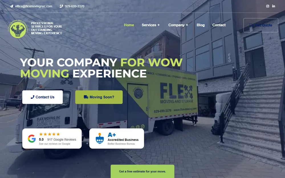 Flex Moving NY homepage