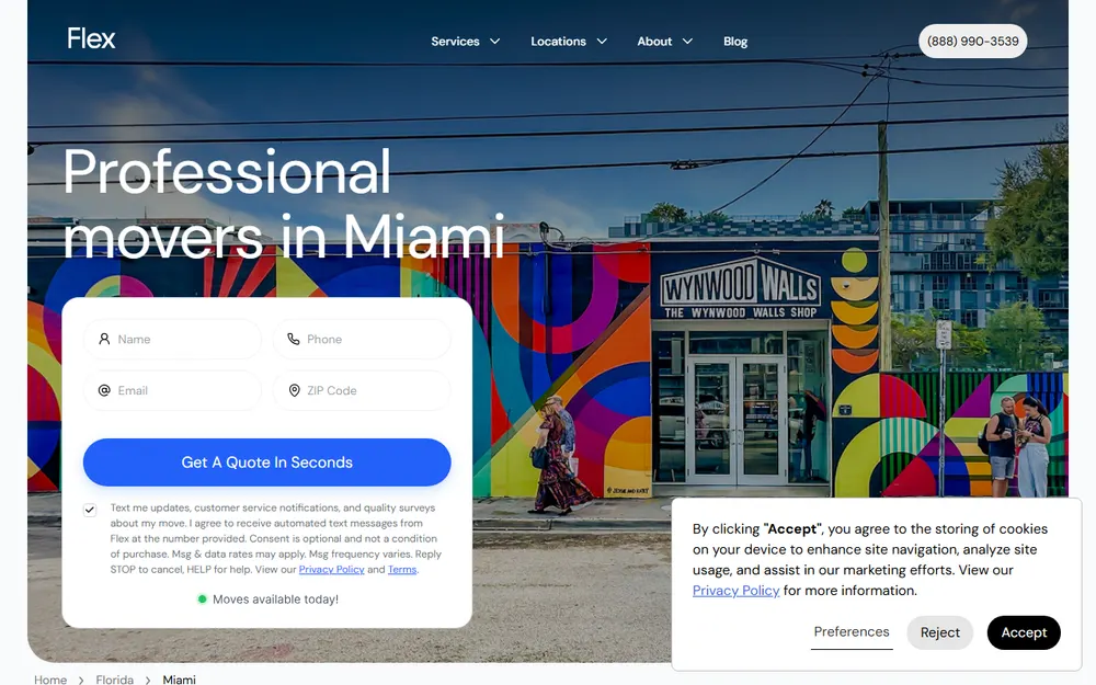 Flex Moving & Storage homepage