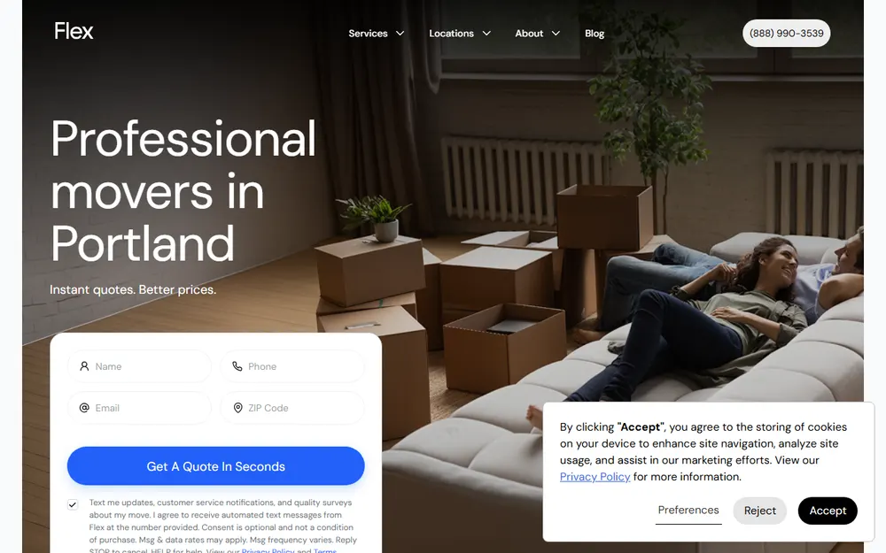 Flex Moving & Storage homepage