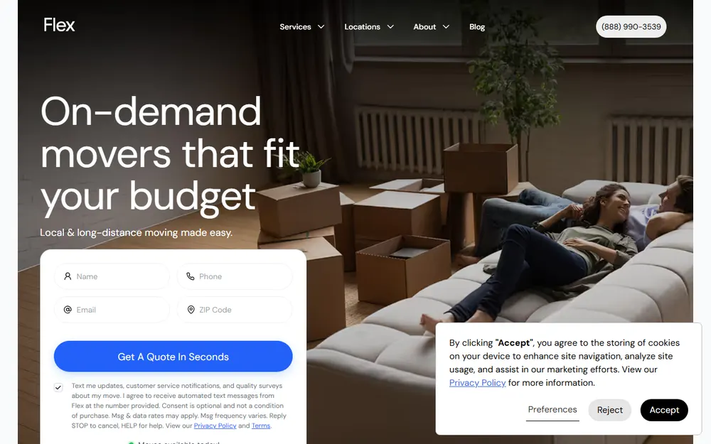 Flex Moving & Storage homepage