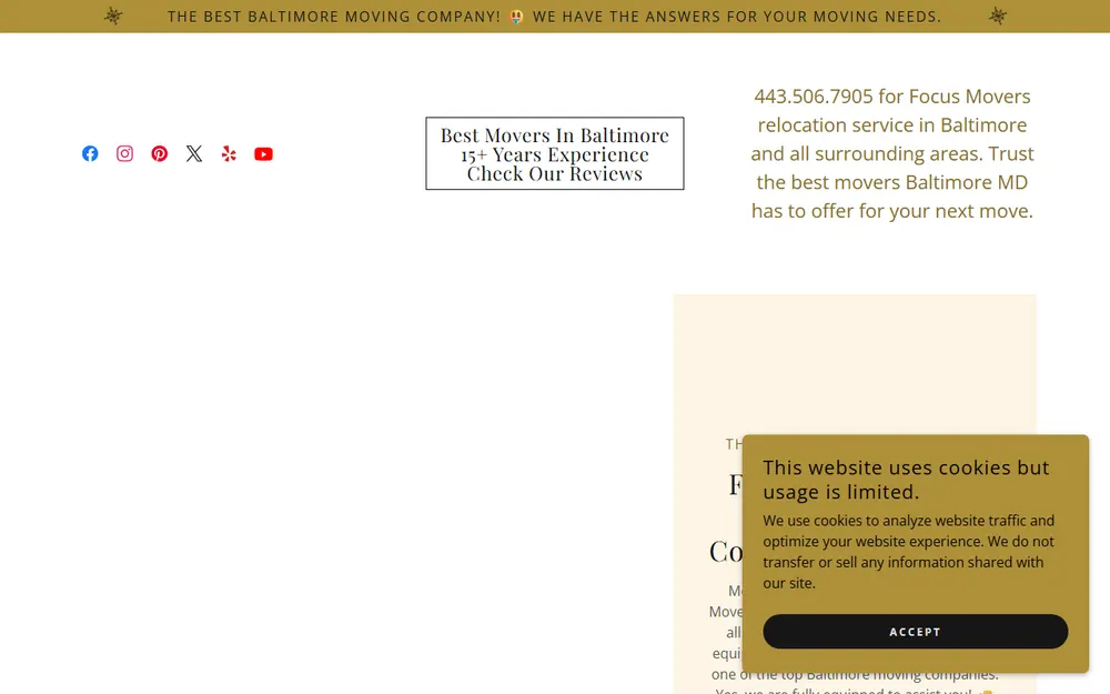 Focus Movers Relocation Service homepage