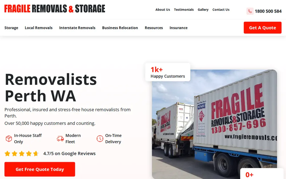 Fragile Removals & Storage - Perth homepage