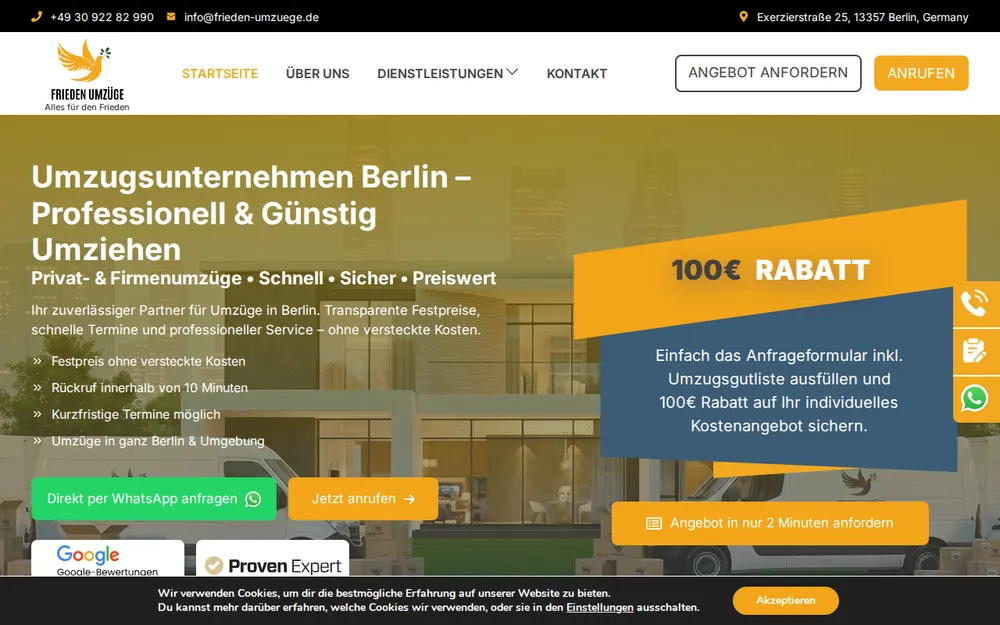 Frieden Umzüge Ihr Umzugsunternehmen Berlin homepage