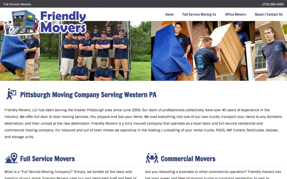 Friendly Movers LLC homepage
