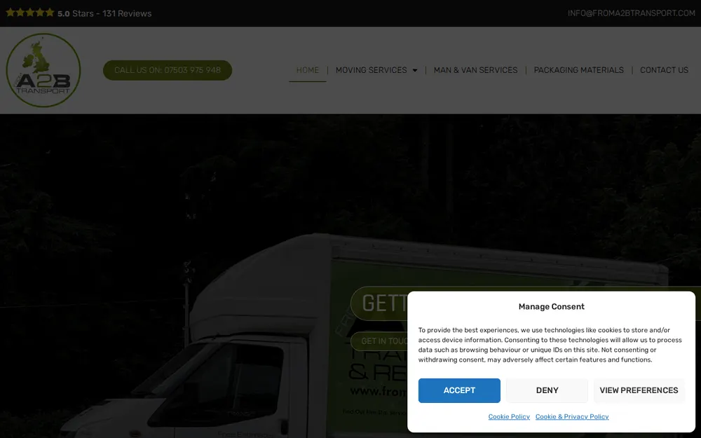 From A 2 B Transport homepage