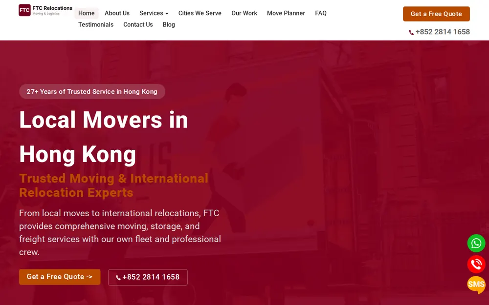 FTC Relocations and Moving Company Hongkong homepage