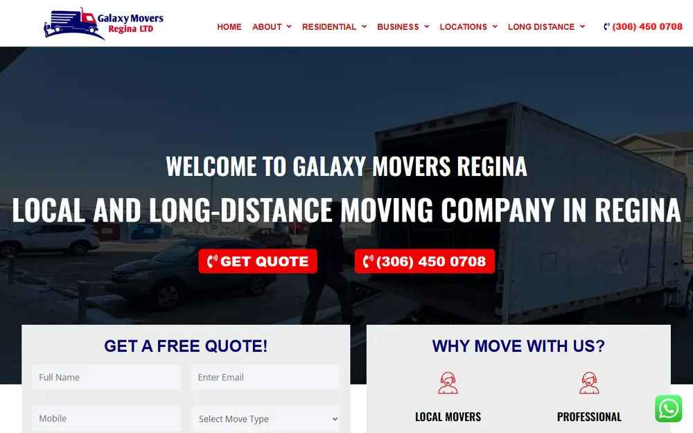 Galaxy Movers Regina Ltd homepage