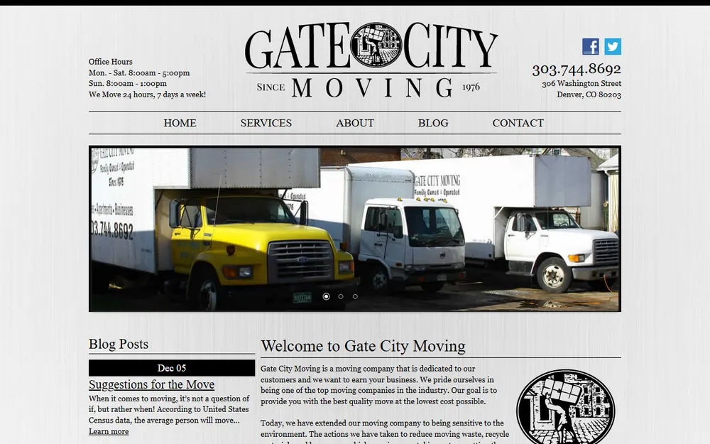 Gate City Moving homepage
